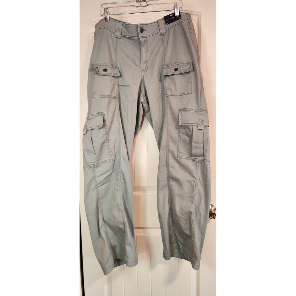 NEW Hollister Low Rise Baggy Cargo Utility Pants Women's 34L Blue Gray